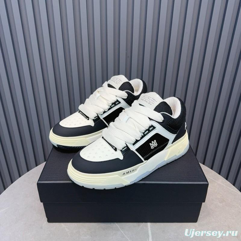 2024 Unisex Amiri Black White Leather Sneakers MJ00360