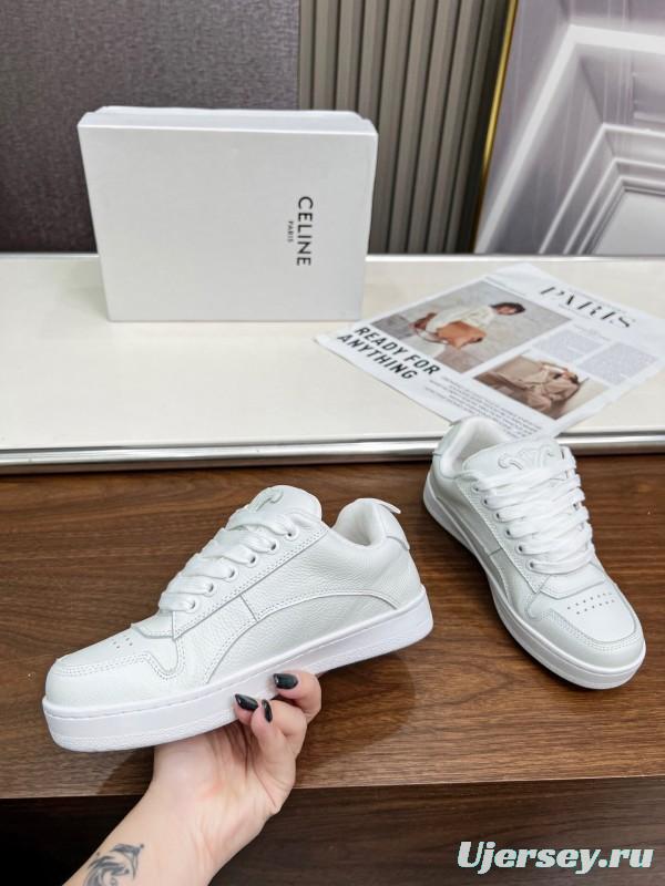 2025 Unisex CELINE White Leather Sneakers KFY00260