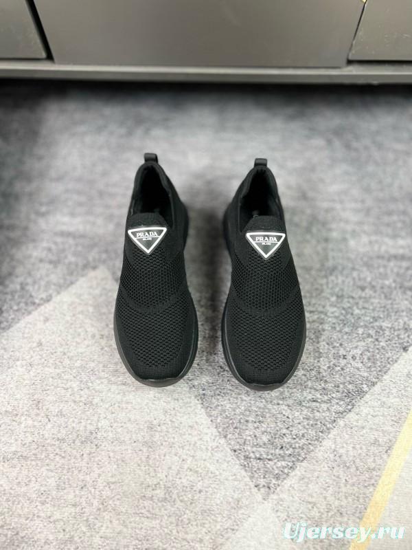 2024 Men Prada Black Knit Sneaker MJ00230