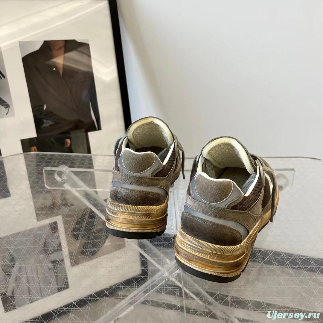 2024 Unisex GGDB Brown Grey Suede Mesh Sneakers