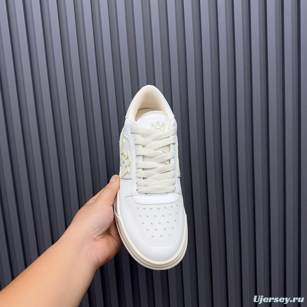 2025 Unisex Amiri White Leather Sneakers MJ00360
