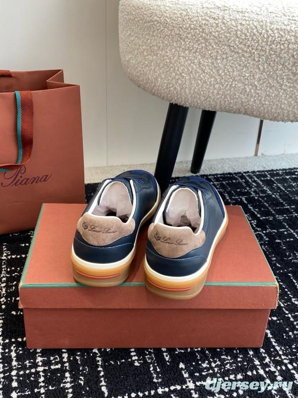 2024 Unisex Le Parmentier Blue Navy Leather Suede Plimsolls MJ00320