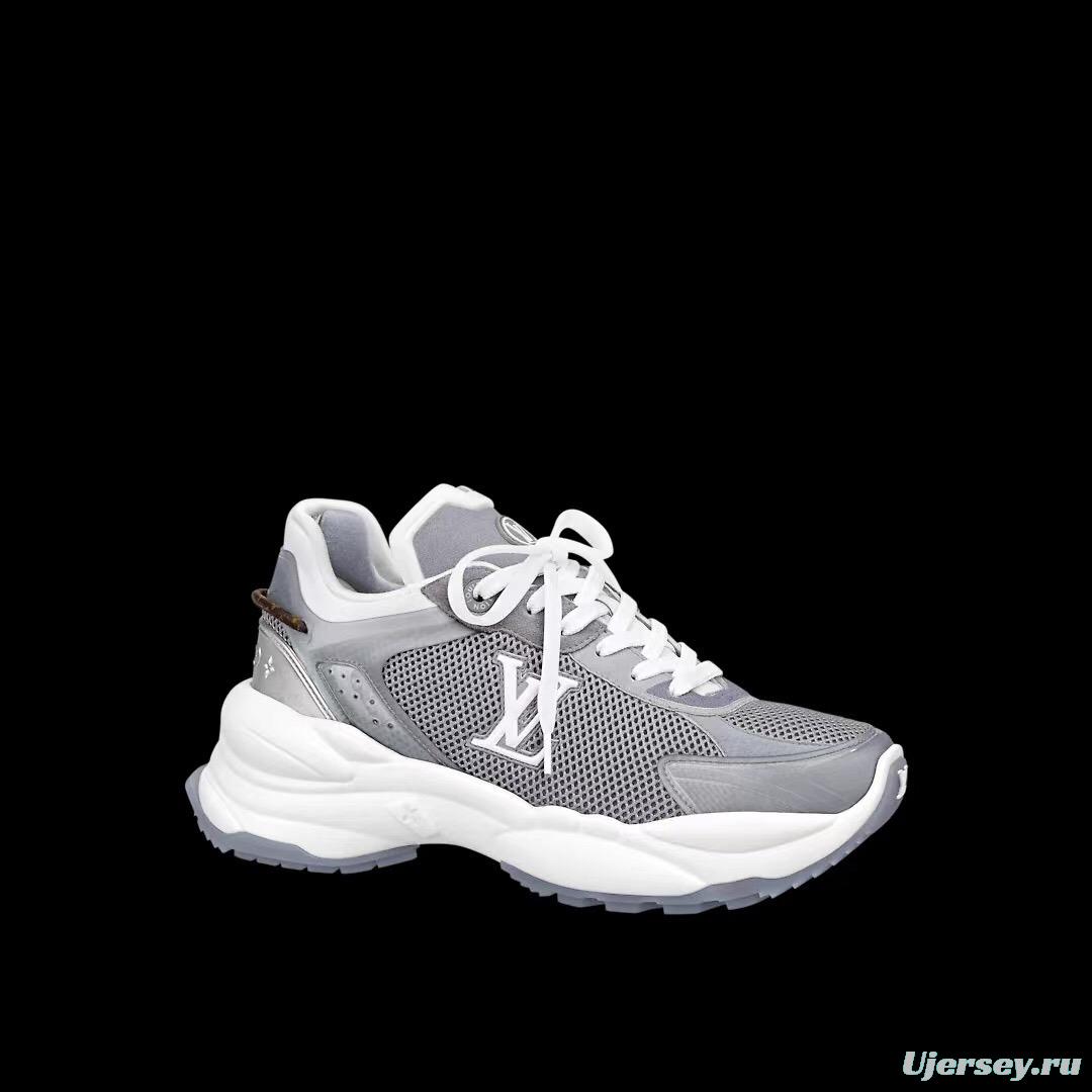 2025 Unisex Louis Vuitton Grey White Mesh Leather Sneakers Monogram LY00340