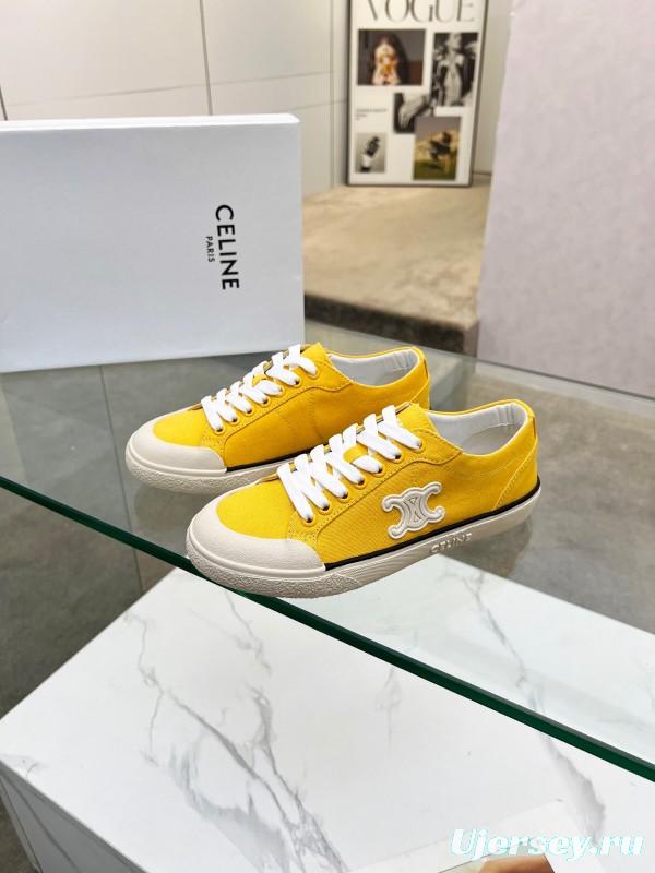 2025 Women Celine Yellow Canvas Sneakers LY00210