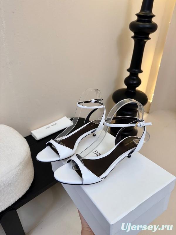 2025 Women The Row White Leather Sandals