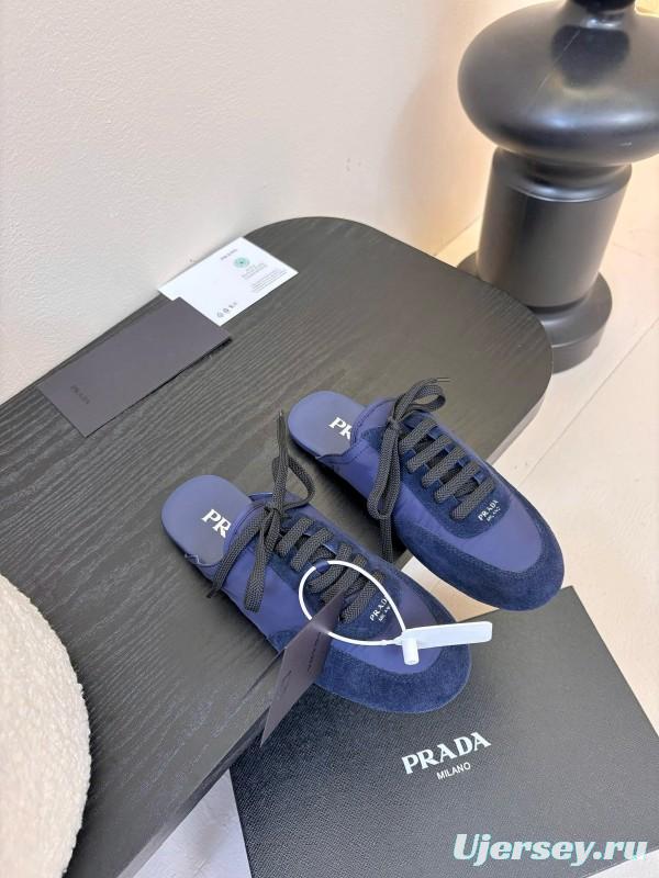 2025 Women Prada Blue Suede Fabric Casual Shoes