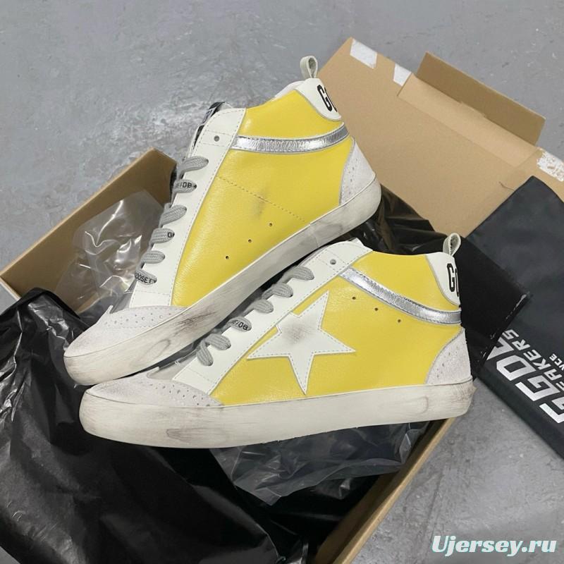 2024 Unisex GGDB Yellow White Leather Suede High Top Sneakers MJ00300