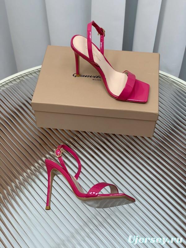 2025 Women Gianvito Rossi Pink Patent Leather High Heel Sandals