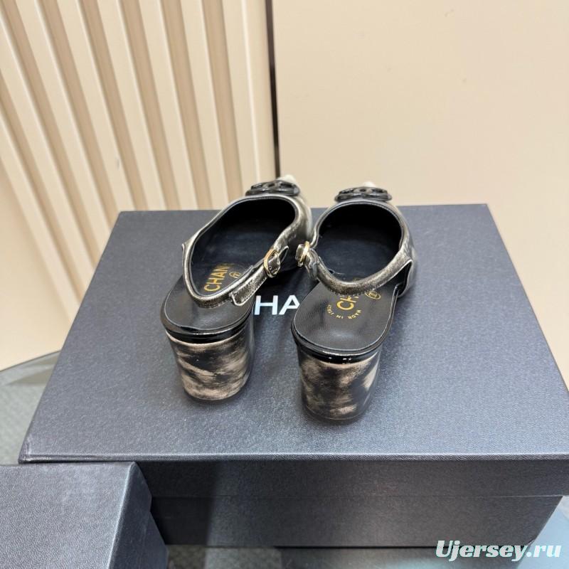 2025 Women Chanel Black Leather Slingback Pumps