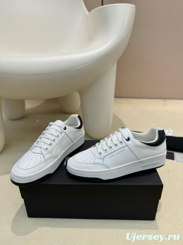 2024 Unisex Yves Saint Laurent white black leather sneakers