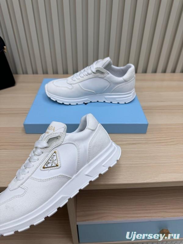 2025 Women Prada White Leather Sneakers