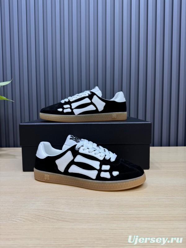 2025 Unisex Amiri Black White Leather Suede Sneakers Skeleton Design LY00280