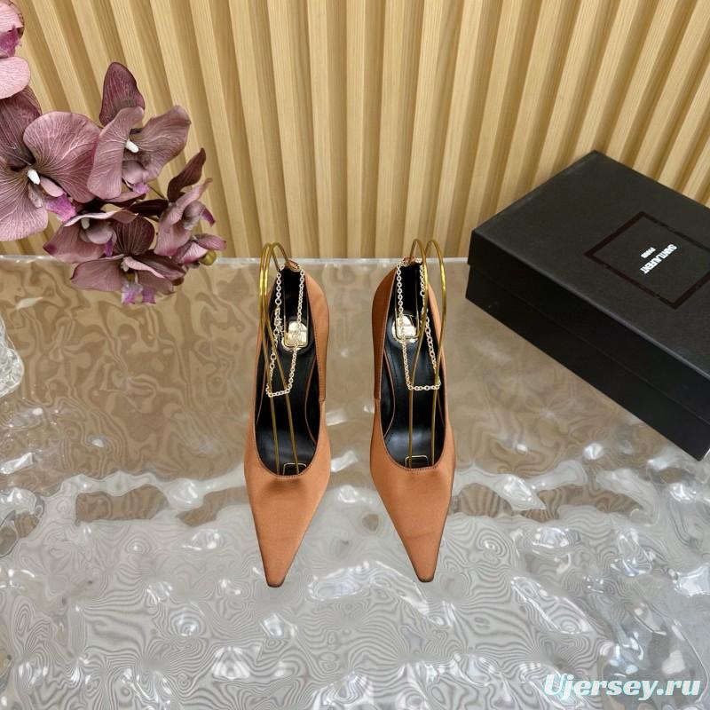 2025 Women Yves Saint Laurent Beige Leather Pointed Toe Pumps MJ00310
