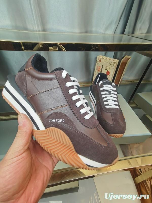 2025 Unisex TOM FORD Brown Black White Leather Cow Leather Sneakers LY00360(F)/LY00370(M)