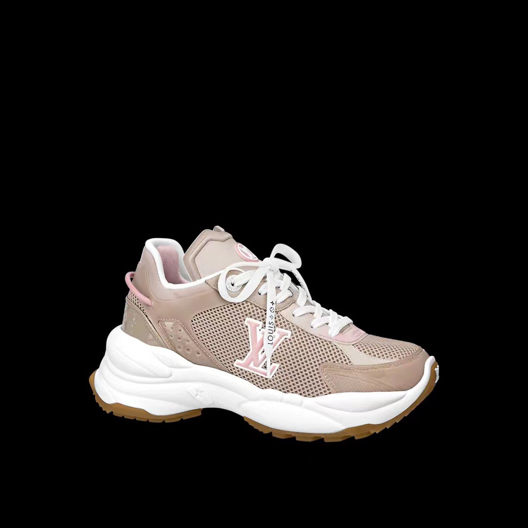 2025 Women Louis Vuitton Pink White Mesh Leather Sneakers LY00340