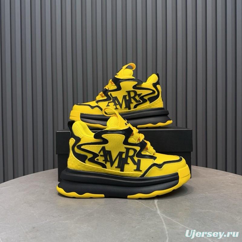 2024 Unisex Amiri Yellow Black Leather Sneakers MJ00410