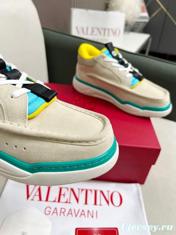 2025 Unisex Valentino Yellow Blue Beige Leather Sneakers RUNBOOT LY00390