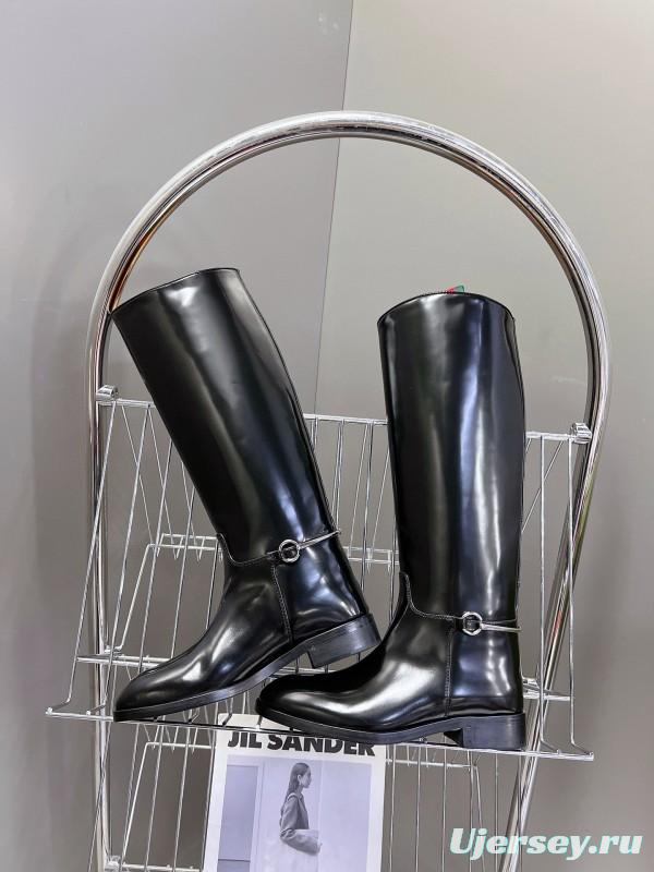 2024 Women Gucci Black Leather Boots MJ00620