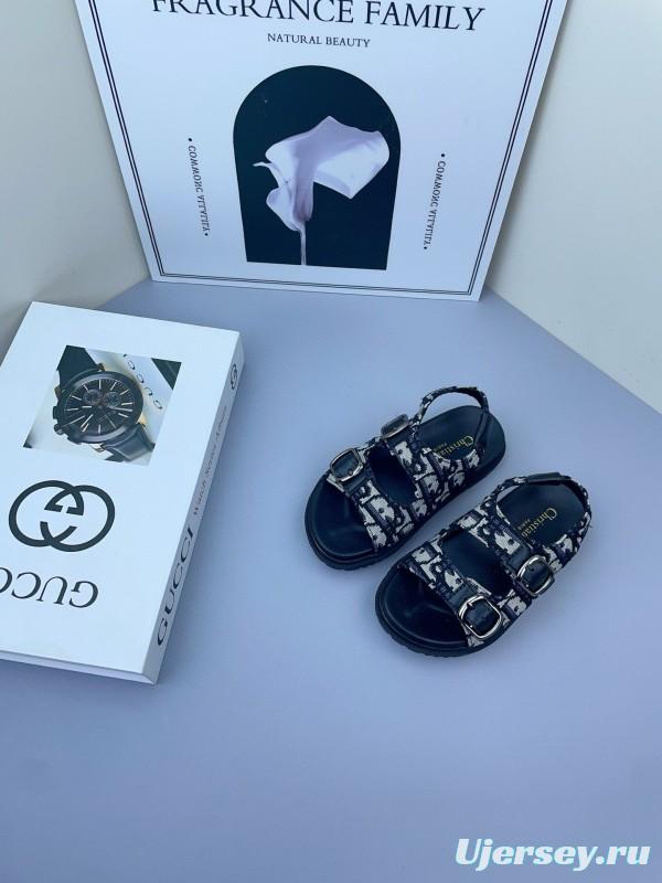 2025 Kids Gucci Black Leather Sandals