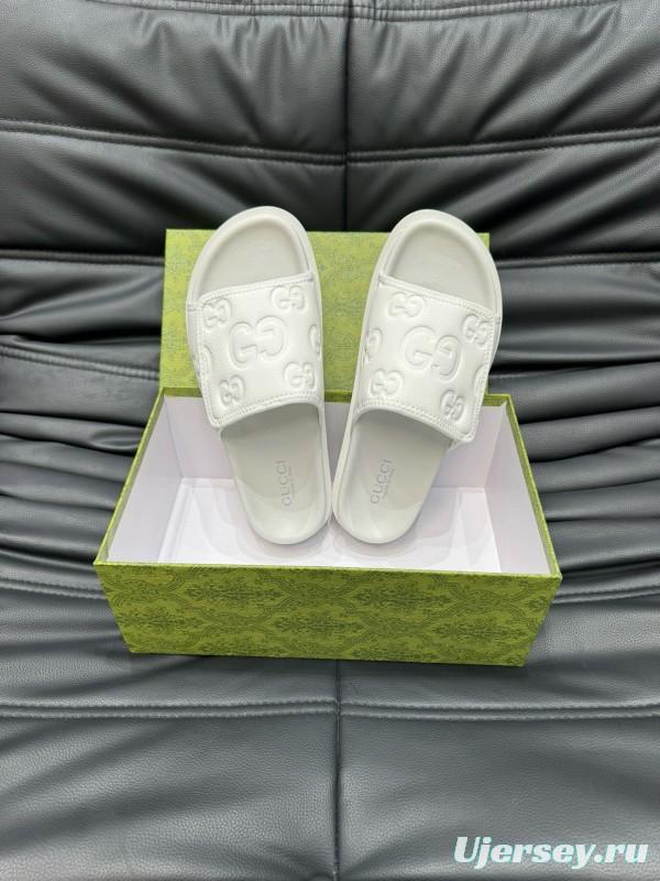 2024 Slippers Gucci White Leather Slippers MJ00200