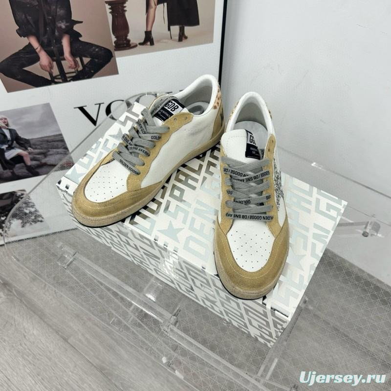 2024 Unisex GGDB White Beige Glitter Suede Leather Low Top Sneakers MJ00260