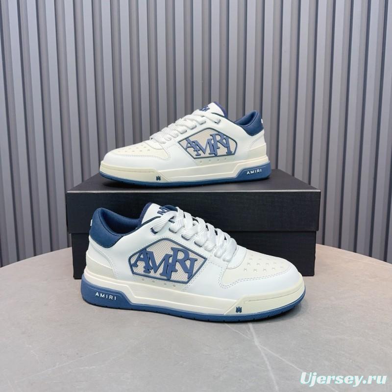 2025 Unisex Amiri White Blue Leather Sneakers MJ00360