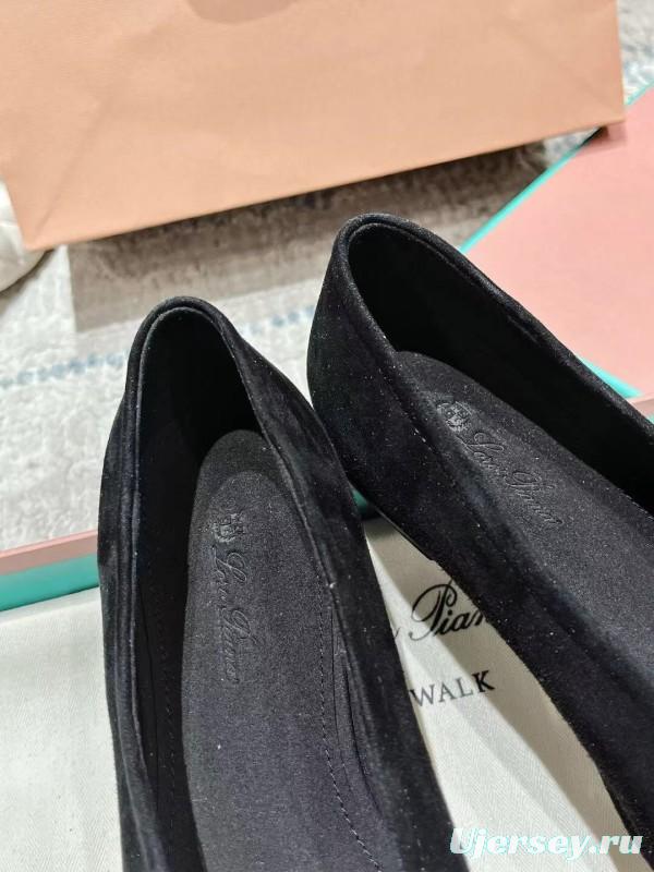 2025 Women LP Black Suede Ballet Flats LY00320