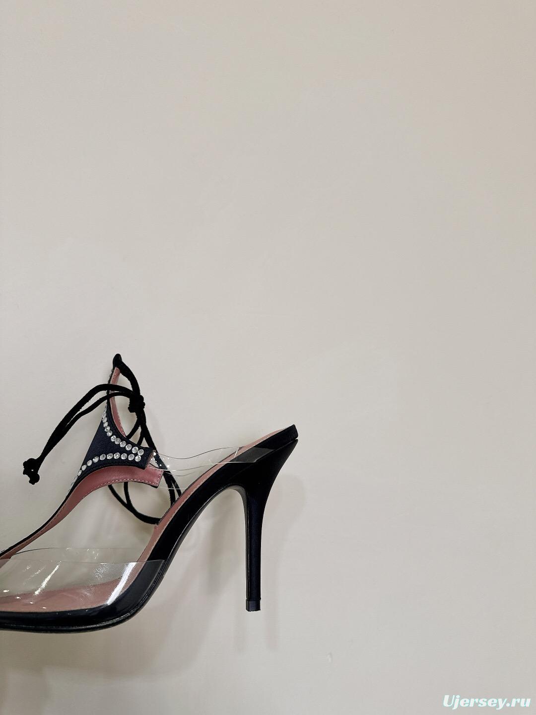 2025 Women Les Petits Joueurs Black Transparent Satin High Heels KFY00290