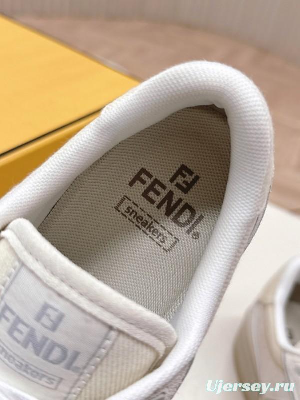 2025 Unisex Fendi White Grey Leather Plimsolls FF Retro Design LY00350(F)/LY00360(M)