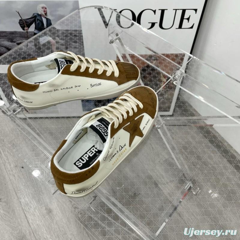 2025 Unisex GGDB White Brown Calf Leather Sneakers