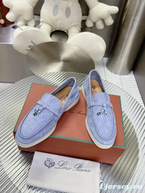 2024 Unisex Le Parmentier Light Blue Suede Loafers MJ00270