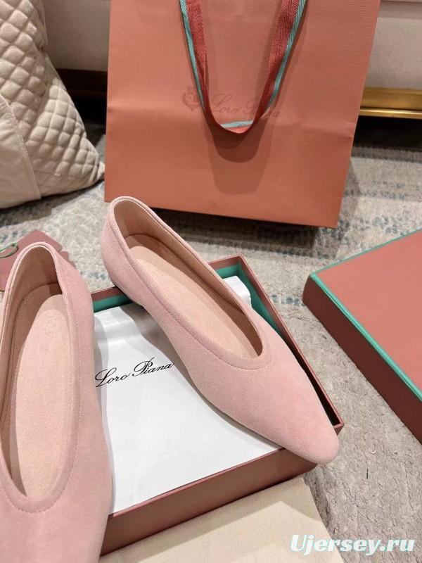 2025 Women LP Pink Suede Ballet Flats LY00300