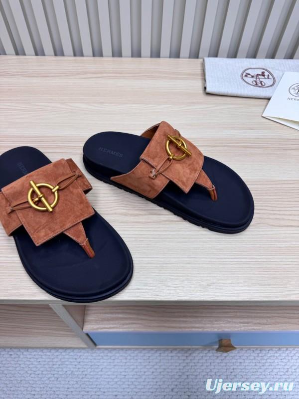 2025 Slippers Hermès Brown Suede Slippers