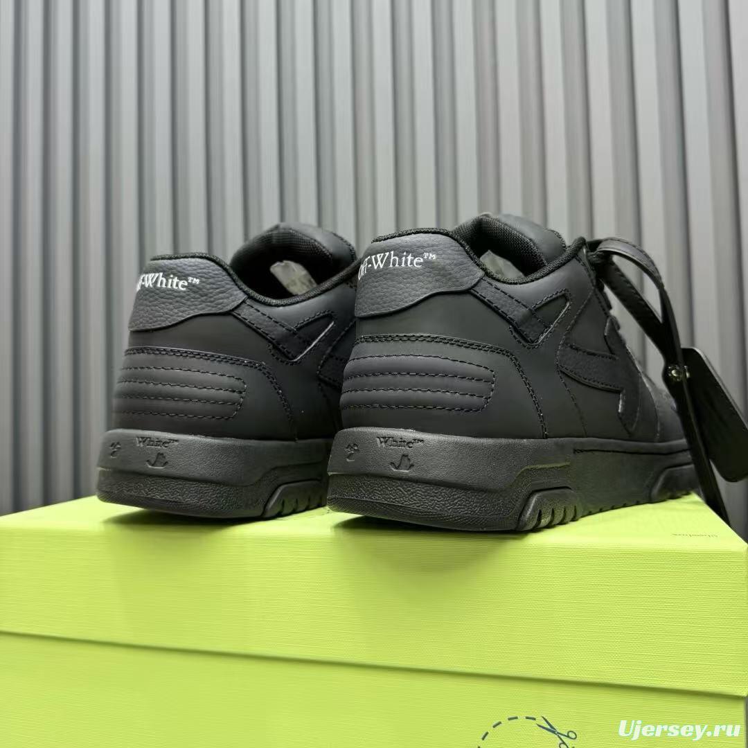 2025 Unisex Off-White Black Leather Sneakers KFY00310