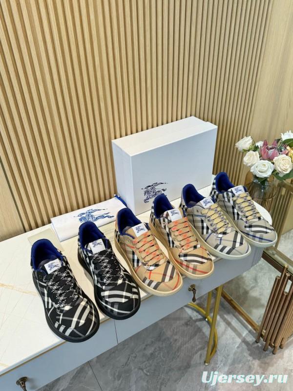 2024 Unisex Burberry Black White Classic Cotton Sneakers MJ00320