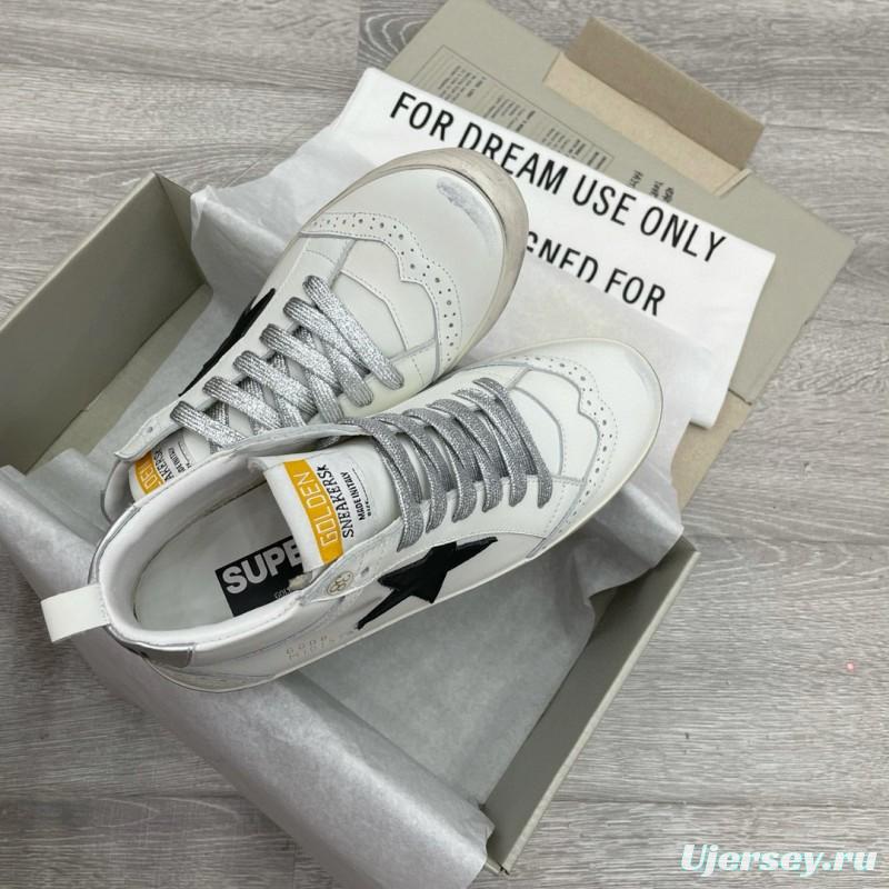 2024 Women GGDB White Black Leather Mid Star High Top Sneakers MJ00300
