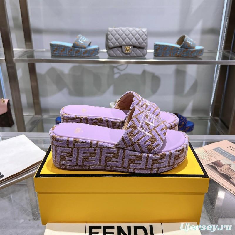2025 Fendi Pink Canvas Slippers KFY00240
