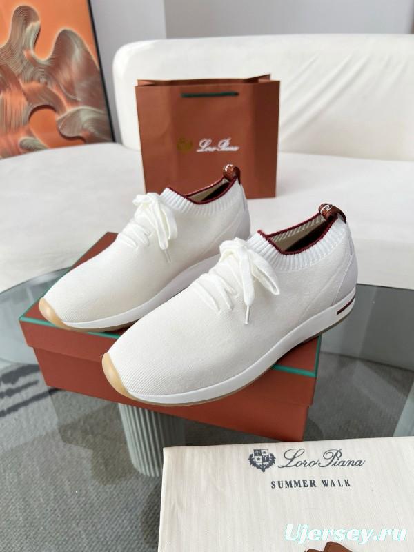 2024 Men Le Parmentier White Wool Blend Knit Sneakers MJ00330
