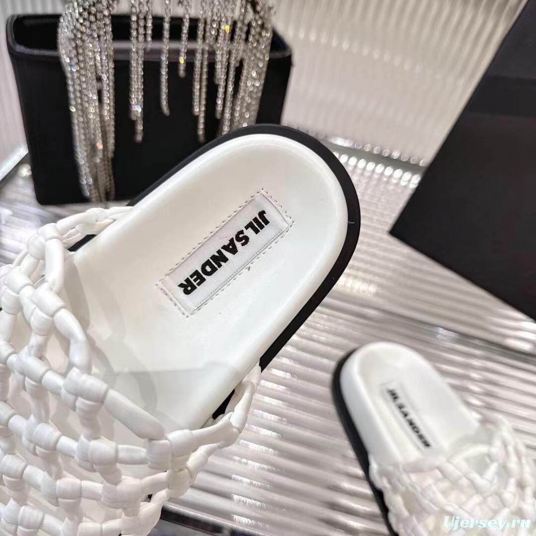 2025 Slippers Jil Sander White Leather Woven