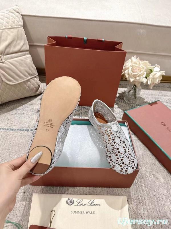 2025 Women LP White Knitted Ballet Shoes LY00250