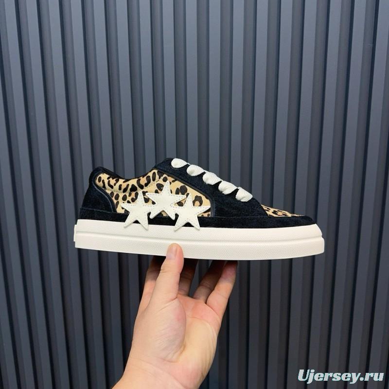 2024 Women Amiri Black Leopard Suede Leather Sneakers MJ00300