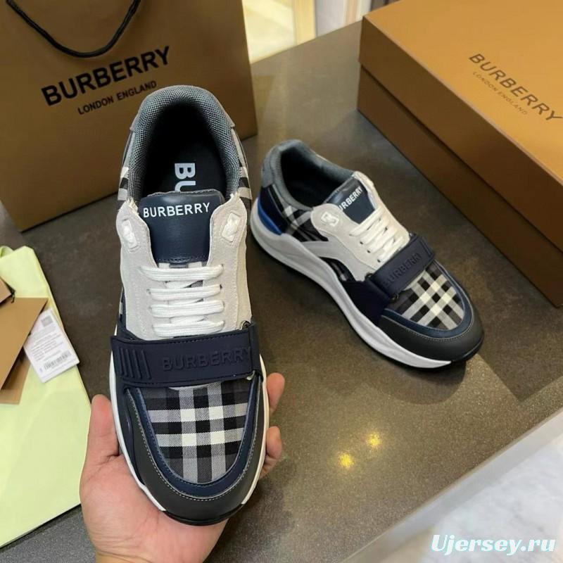 2025 Unisex Burberry Black White Beige Suede Leather Cotton Sneakers Vintage Check MJ00360