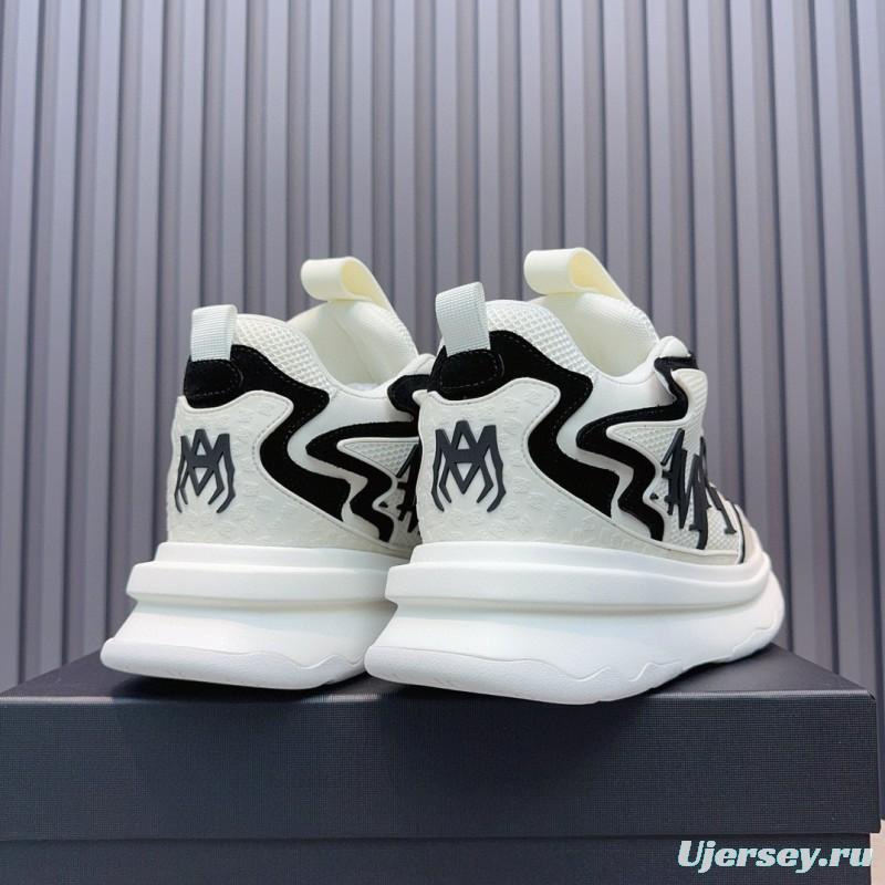 2024 Unisex Amiri White Black Mesh Leather Sneakers MJ00410