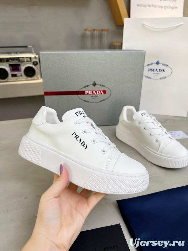 2024 Unisex Prada White Calfskin Leather Sneakers MJ00310