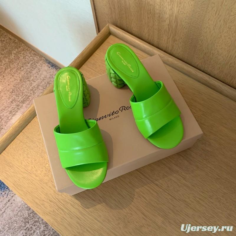 2025 Women Gianvito Rossi Green Leather Slippers KFY00260