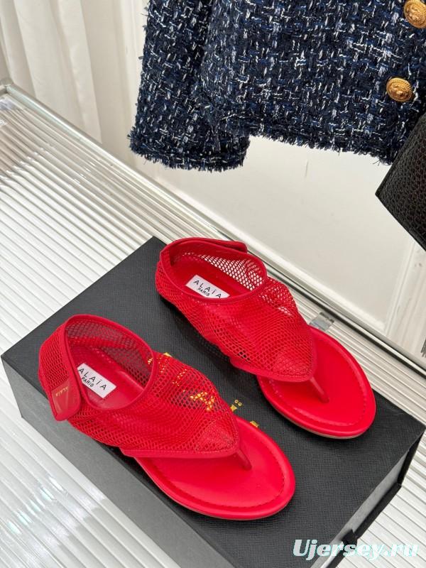2025 Women YSL Red Mesh Sandals