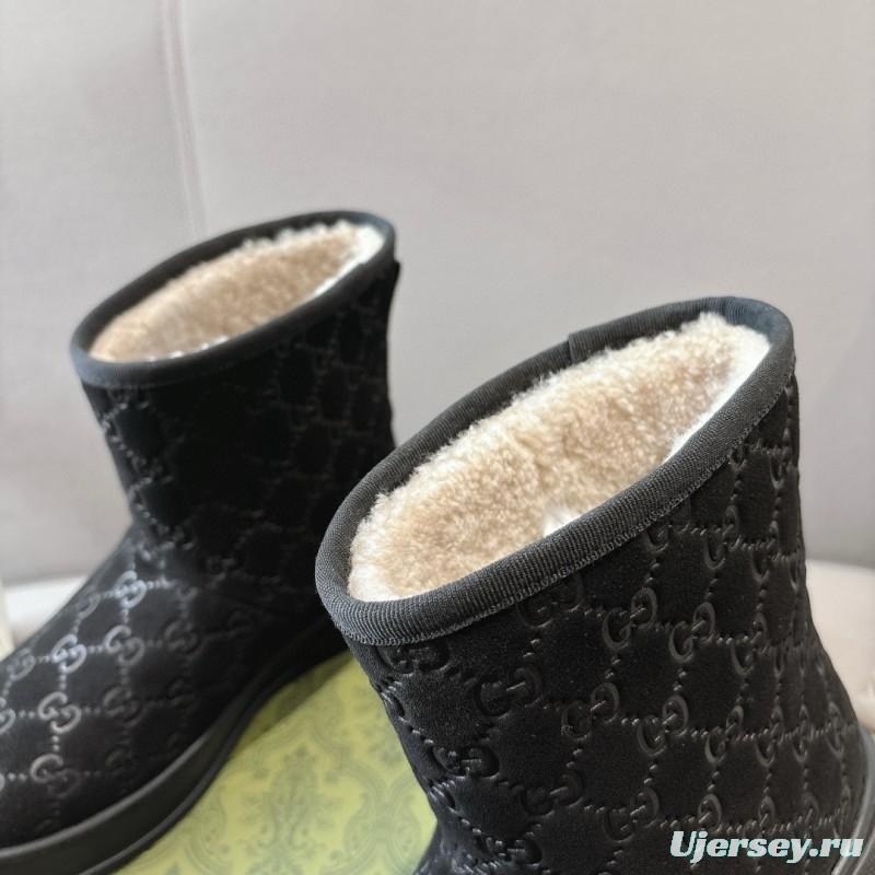 2024 Women Gucci Black Suede Shearling Snow Boots MJ00350