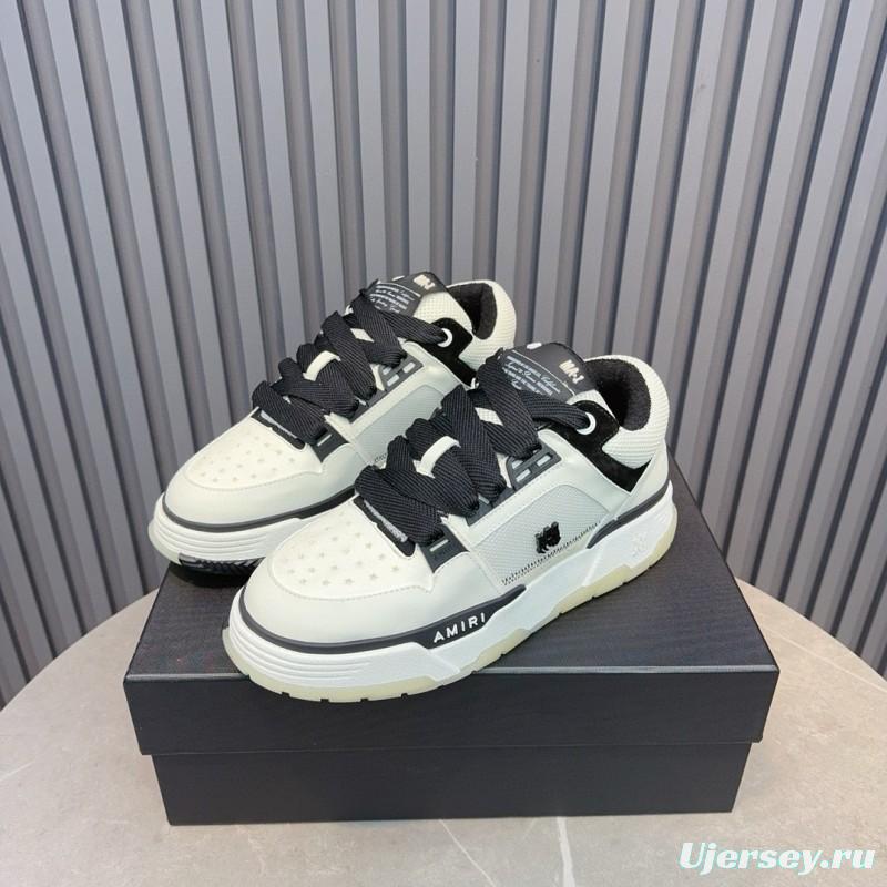 2024 Unisex Amiri Black White Leather Sneakers MJ00360