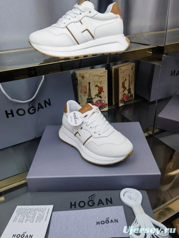 2025 Women HOGAN White Beige Leather Sneakers LY00360(F)