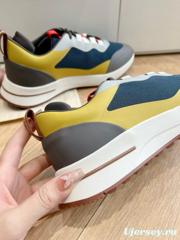 2024 Unisex Le Parmentier Yellow Navy Grey Knit Sneakers Top Version MJ00340